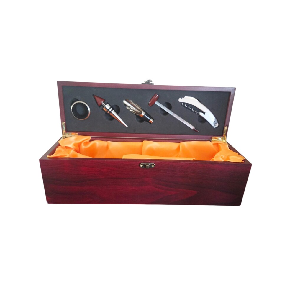Luxury Wooden Wine Accessory Gift Box - 6 Piece Sommelier Set